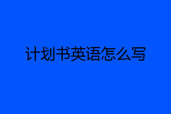 计划书英语怎么写