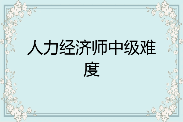 人力经济师中级难度