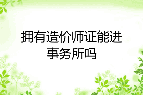 拥有造价师证能进事务所吗