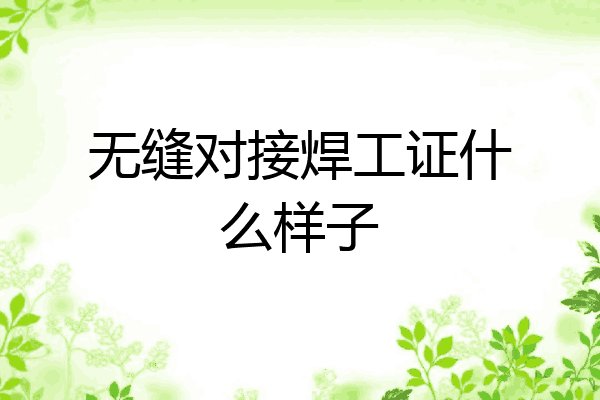 无缝对接焊工证什么样子