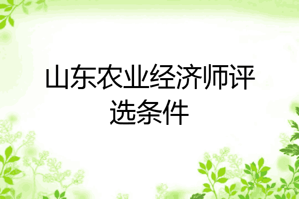 山东农业经济师评选条件