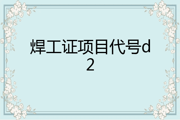 焊工证项目代号d2