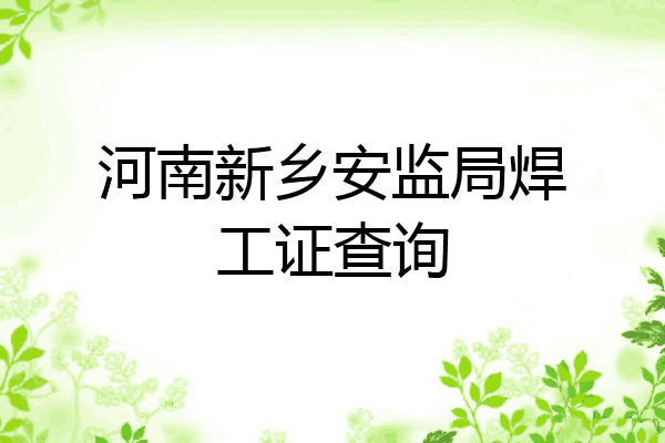 河南新乡安监局焊工证查询