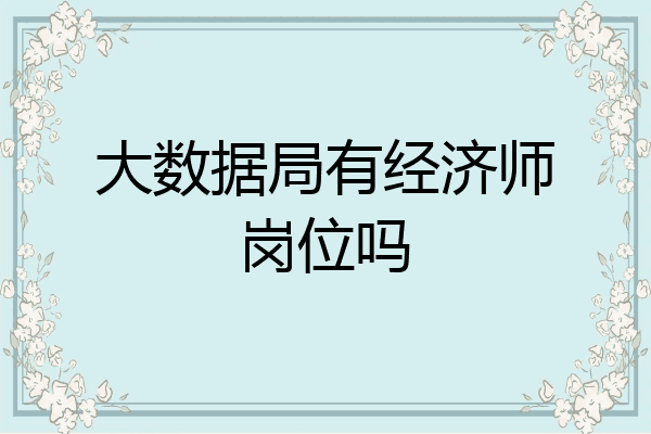 大数据局有经济师岗位吗