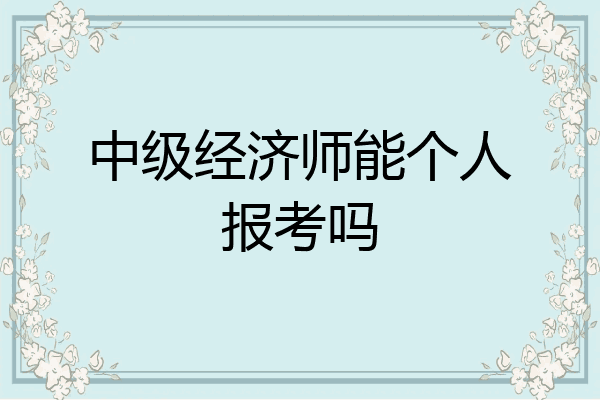 中级经济师能个人报考吗