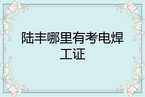 陆丰哪里有考电焊工证