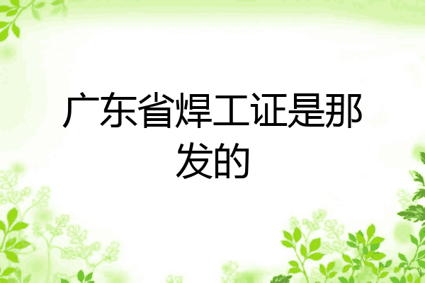 广东省焊工证是那发的