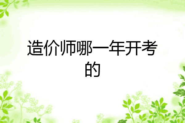造价师哪一年开考的