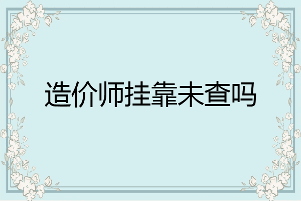 造价师挂靠未查吗