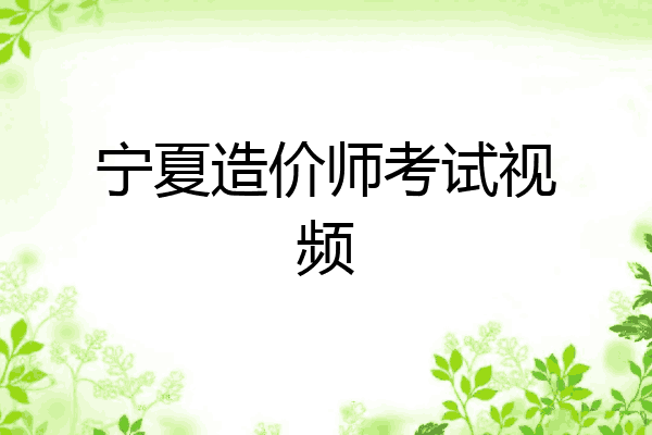 宁夏造价师考试视频