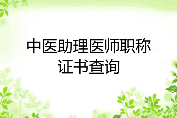 中医助理医师职称证书查询