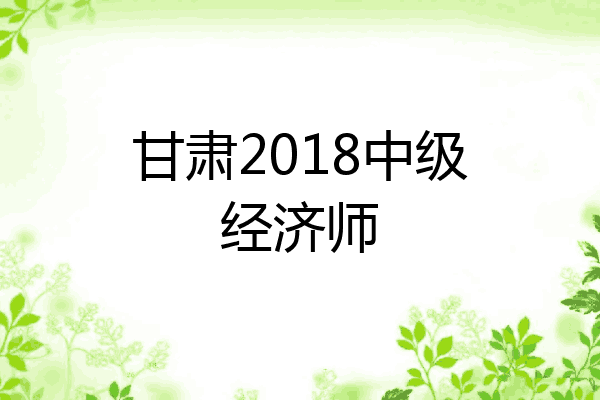 甘肃2018中级经济师
