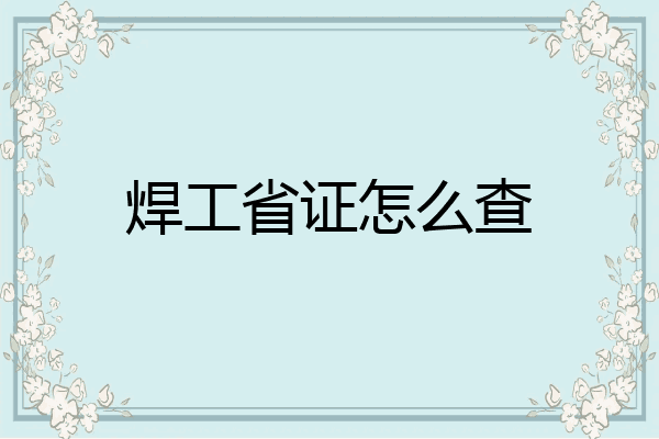 焊工省证怎么查