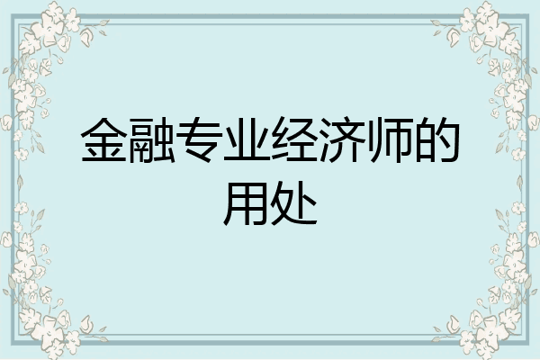 金融专业经济师的用处