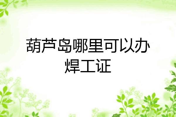 葫芦岛哪里可以办焊工证