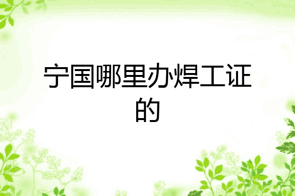 宁国哪里办焊工证的