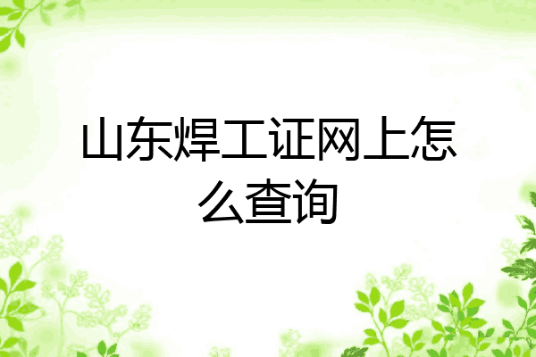 山东焊工证网上怎么查询