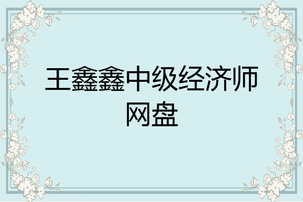 王鑫鑫中级经济师网盘