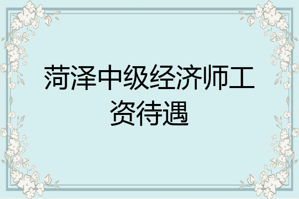 菏泽中级经济师工资待遇