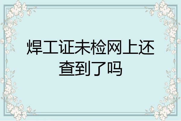 焊工证未检网上还查到了吗