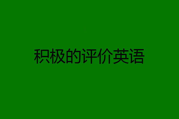 积极的评价英语