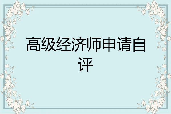 高级经济师申请自评