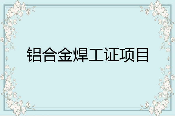 铝合金焊工证项目