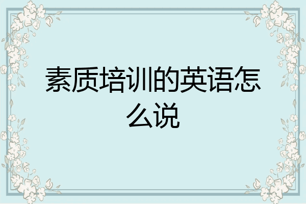 素质培训的英语怎么说