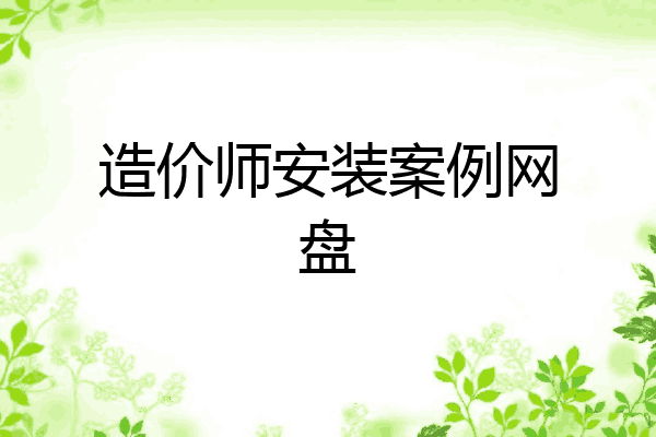 造价师安装案例网盘