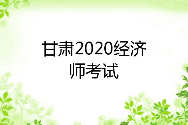 甘肃2020经济师考试