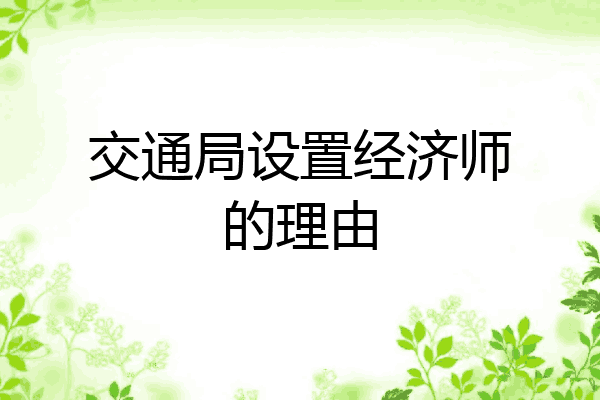 交通局设置经济师的理由