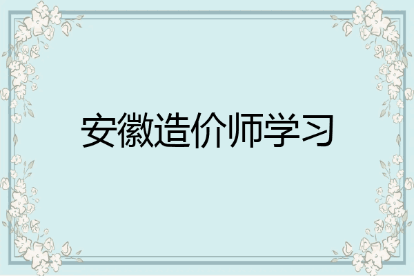 安徽造价师学习