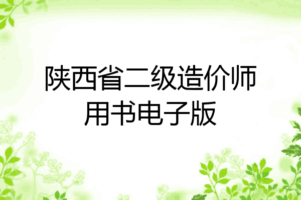 陕西省二级造价师用书电子版