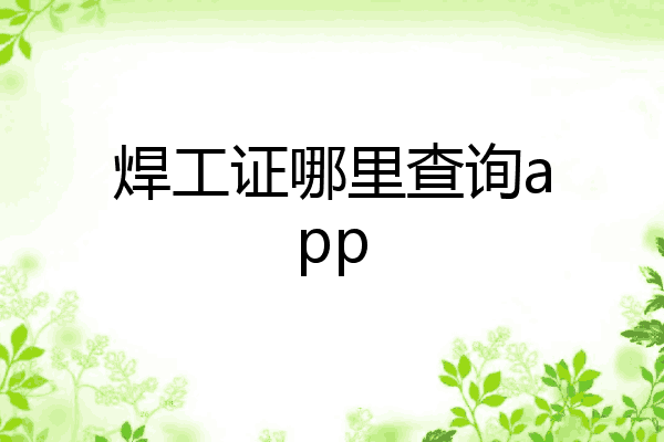 焊工证哪里查询app