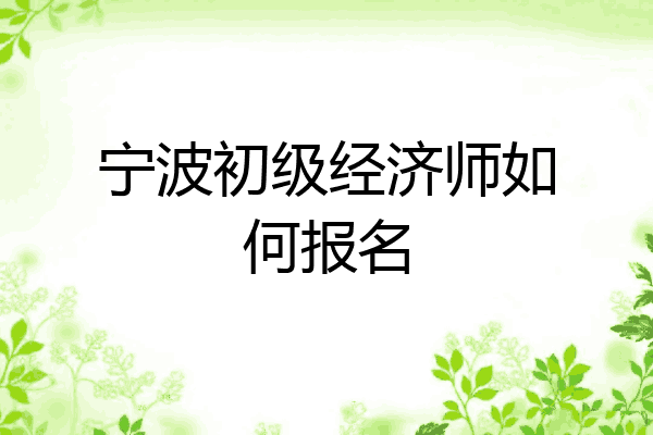宁波初级经济师如何报名