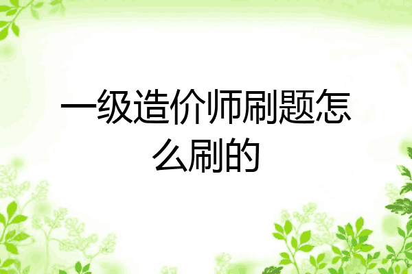 一级造价师刷题怎么刷的
