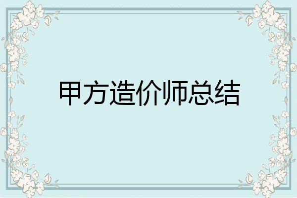 甲方造价师总结