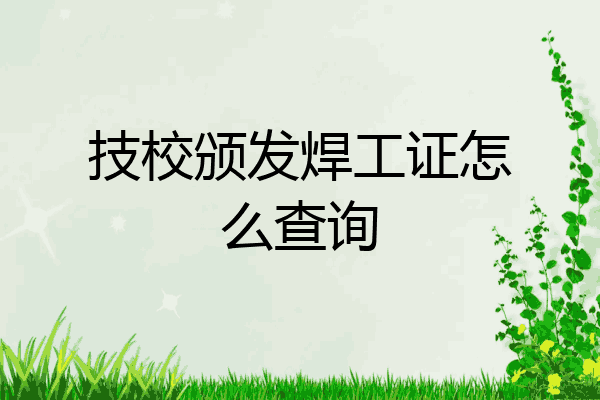 技校颁发焊工证怎么查询