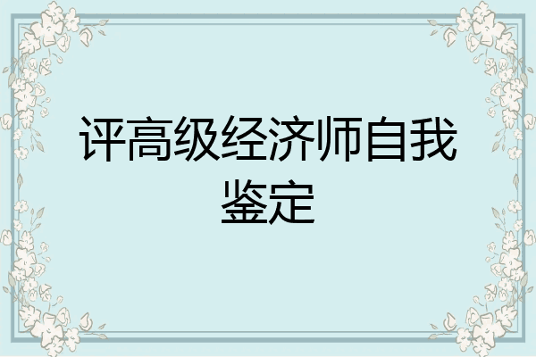 评高级经济师自我鉴定