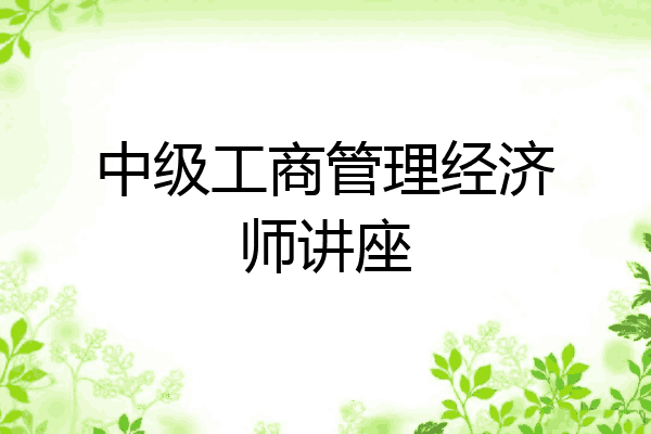 中级工商管理经济师讲座