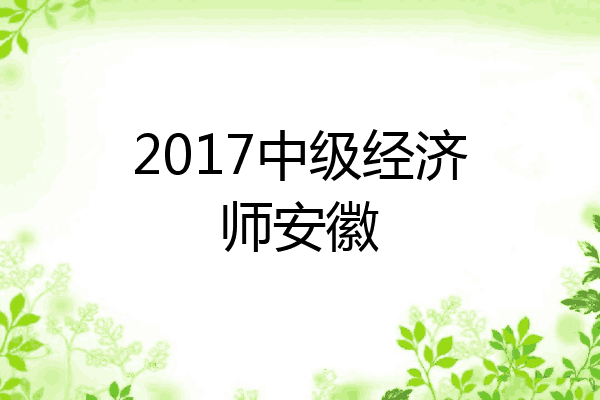 2017中级经济师安徽