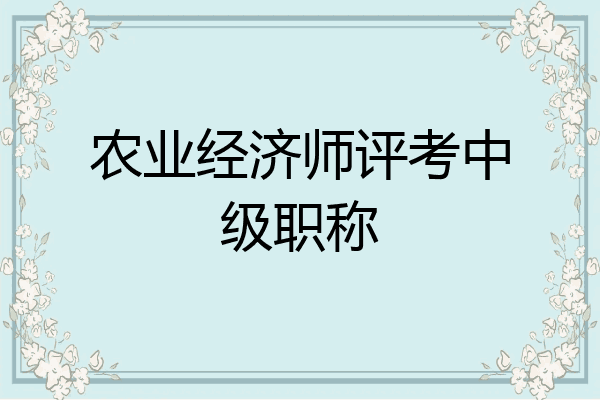 农业经济师评考中级职称