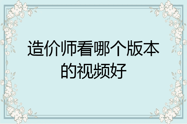 造价师看哪个版本的视频好