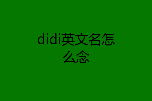 didi英文名怎么念