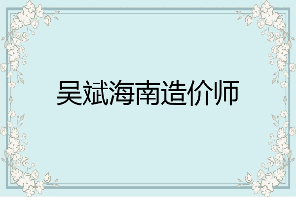 吴斌海南造价师