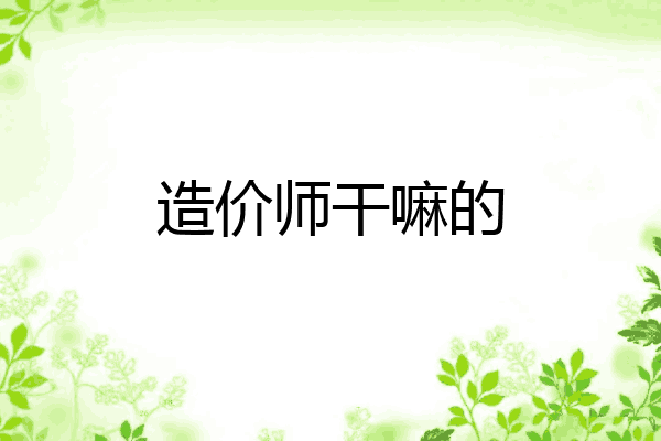 造价师干嘛的
