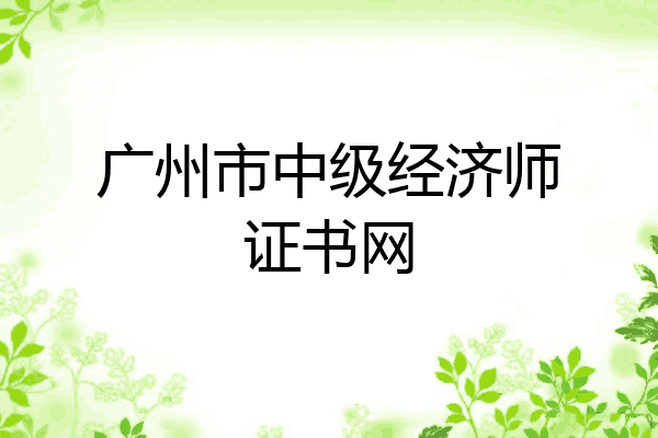 广州市中级经济师证书网