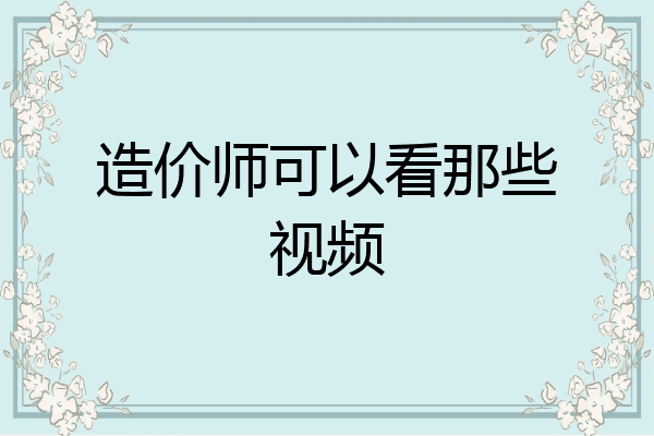 造价师可以看那些视频