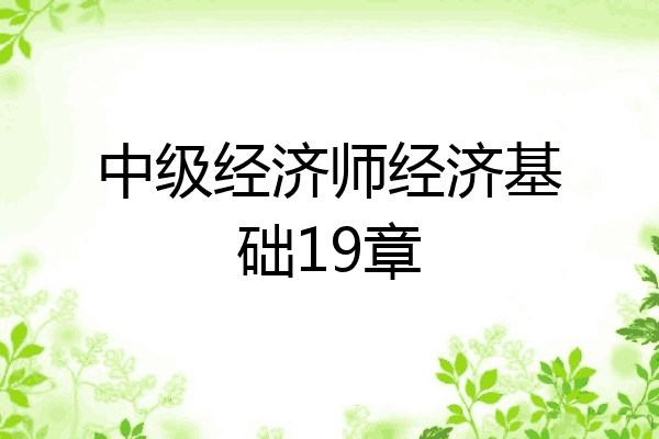 中级经济师经济基础19章
