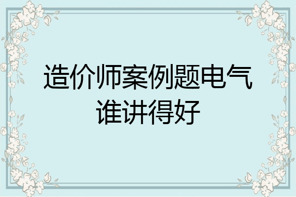 造价师案例题电气谁讲得好